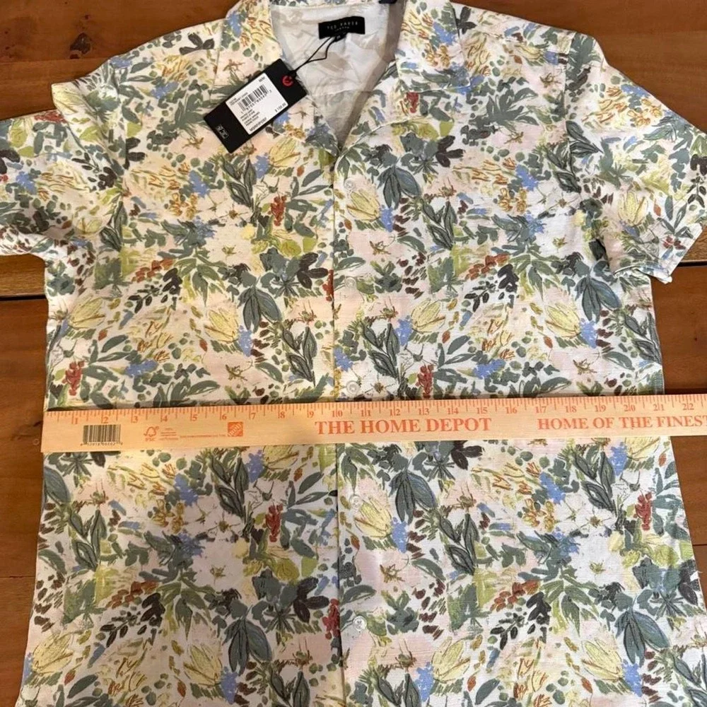 Ted Baker Men's Printed Button Down Shirt Floral $150 Retail Size Medium
